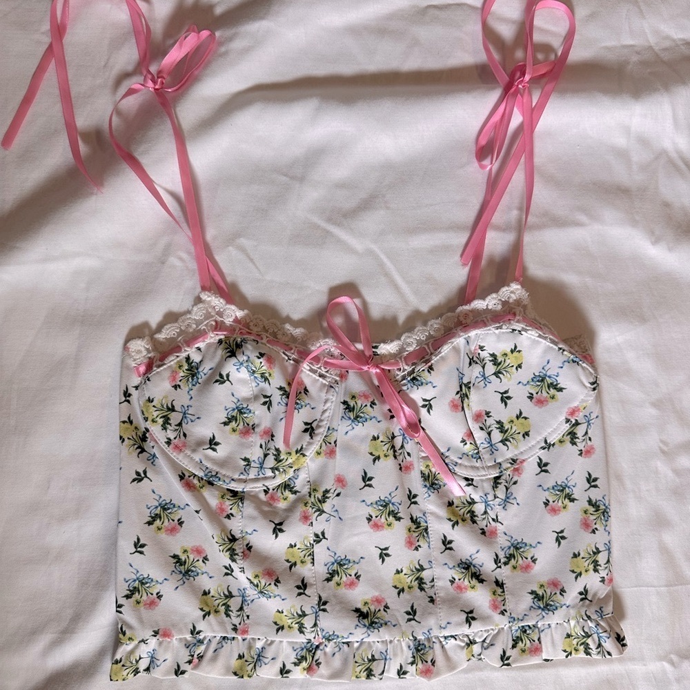 Cider Floral Smocked Top with Pink Accents